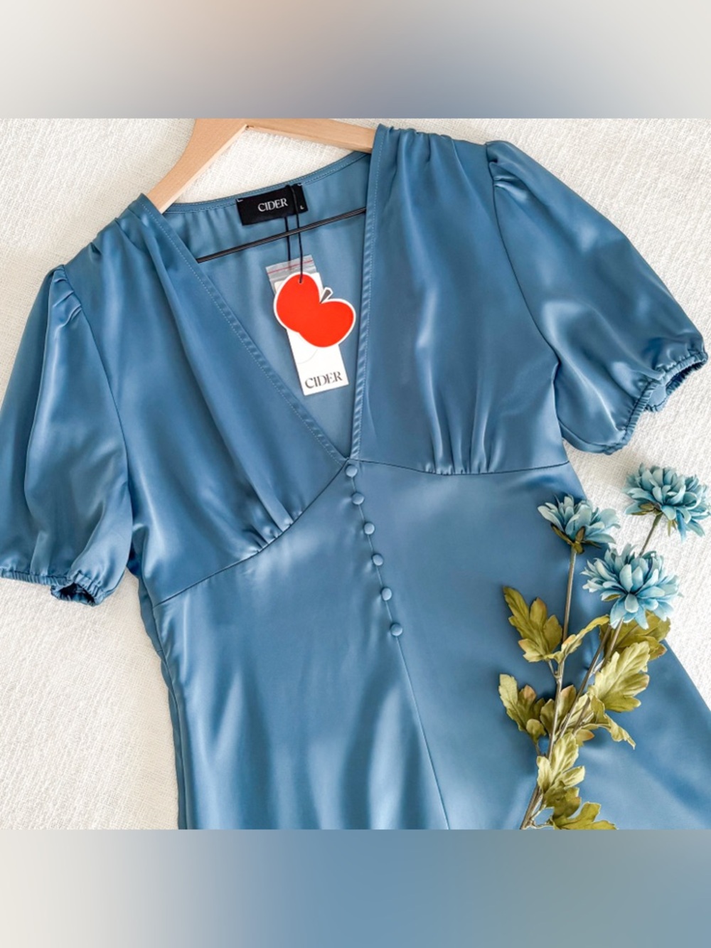 Cider satin mini dress.